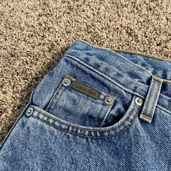 Calvin Klein Jeans Blue Denim 100% Cotton Jeans Embroidered Floral Made In USA 2 - Picture 5 of 10